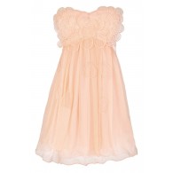 Raindrops on Roses Chiffon Designer Dress in Peach by Minuet